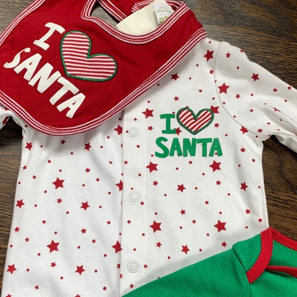 I Love Santa Kids One Piece and Onesie Set - Green and White - 3months - Picture 2 of 2